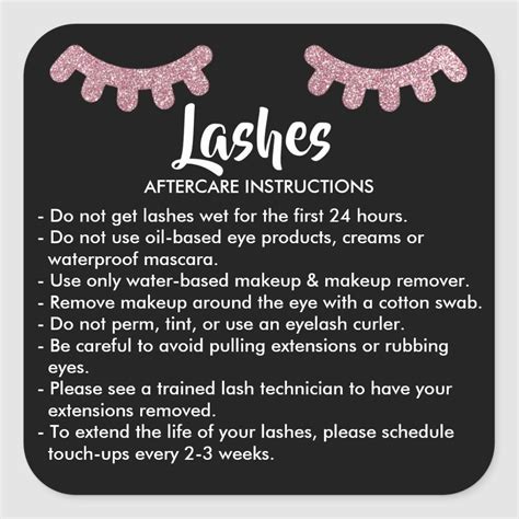 Printable Eyelash Extension Aftercare Form